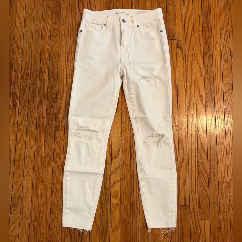 Women's Juniors Eunina Clara Crop White Skinny Jean